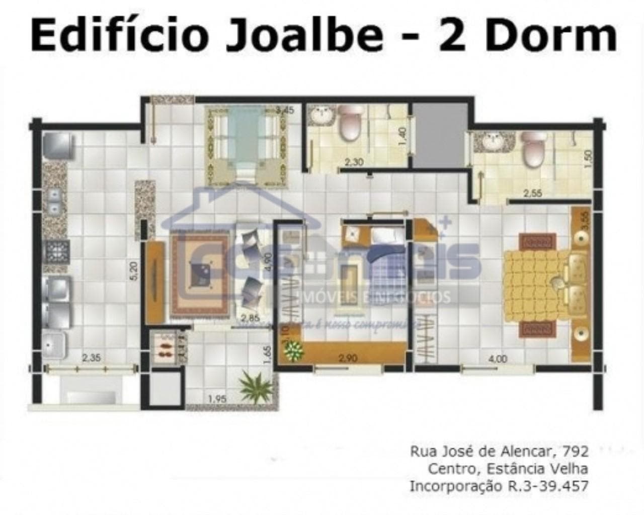 Planta 2 dormitórios